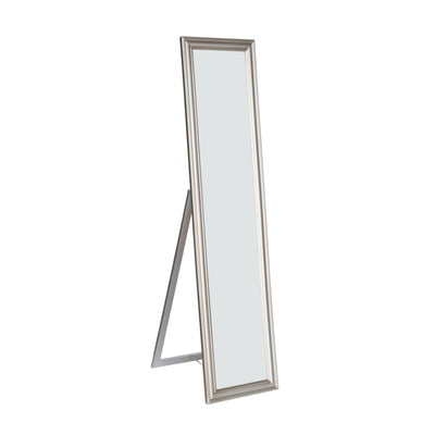 Standing Mirror with Decorative Design, Silver