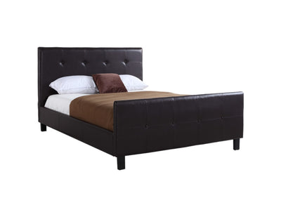 QueenSize Polyurethane Platform Bed with Tufted Headboard, Brown