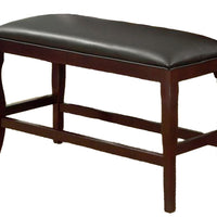 Wooden Bench with Cushioned Seat, Cherry Brown
