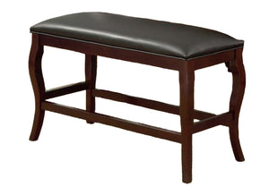 Wooden Bench with Cushioned Seat, Cherry Brown