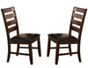 Wooden Dining Chair With Ladder Back Design, Set of 2, Dark Brown