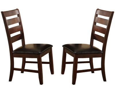 Wooden Dining Chair With Ladder Back Design, Set of 2, Dark Brown