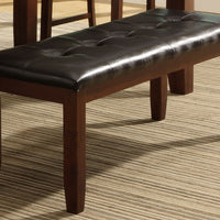 Wood based Leather Tufted Bench In Dark Brown