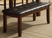 Wood based Leather Tufted Bench In Dark Brown