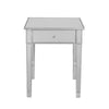 Mirrored Accent Table With Single Drawer, Silver