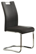 Metal & Leather Side Chair with Handle, Dark Grey, Set Of 2