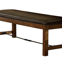 Wood & Leather Bench with Turnbuckle, Burnished Brown-Dark Brown
