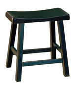 Wooden 18" Counter Height Stool with Saddle Seat, Black, Set Of 2