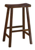 Wooden 29" Counter Height Stool with Saddle Seat, Warm Cherry Brown, Set Of 2