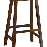 Wooden 29" Counter Height Stool with Saddle Seat, Warm Cherry Brown, Set Of 2