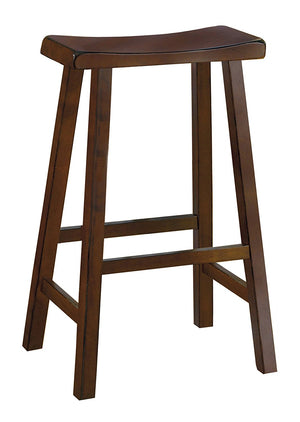 Wooden 29" Counter Height Stool with Saddle Seat, Warm Cherry Brown, Set Of 2