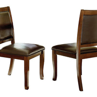 Wood & Leather Dining Side Chairs, Cherry Brown & Brown  (Set Of 2)