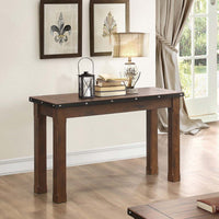 Wooden Sofa Table with Rivet Banding, Burnished Brown