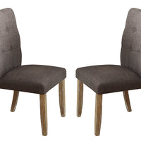 Wood & Fabric Dining Side Chair with ButtonTufting, Set of 2