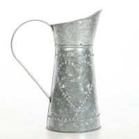 Decorative Galvanized Metal Pitcher, Gray