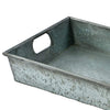 Square Galvanized Metal Tray With Handle, Gray
