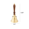 Handcrafted Brass Hand Bell With Wooden Handle, Gold and Brown