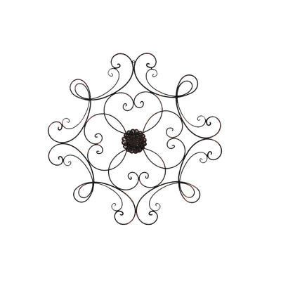 Square Scrolled Metal Wall Medallion for Indoor and Outdoor, Bronze