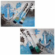 Anchor Oil Painting Print Set On Canvas,White,Set Of Two