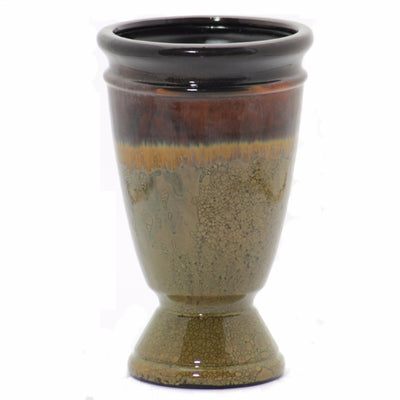 Ceramic Vase, Brown And Olive Green