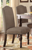 Wood & Fabric Dining Side Chair, Cherry Brown & Beige, Set Of 2