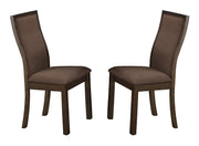 Wood & Fabric Dining Side Chair With Curved Back Rest, Set Of 2
