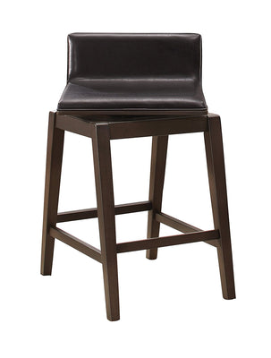 Wood & Leather Counter Height Stool With Swivel Mechanism, Brown, Set Of 2