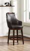 Wood & Leather Counter Height Chair With Swivel Mechanism, Brown & Black, Set Of 2