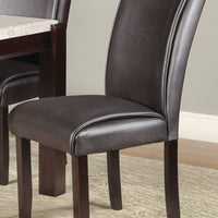 Wood & Leather Dining Side Parson Chair, Espresso Brown, Set Of 2