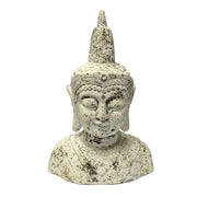 Distressed Polyresin Buddha Bust, White