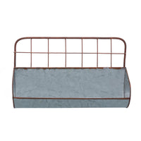 Galvanized Metal Wall Iron Shelves With Wired Back, Set Of 2, Gray