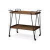 Ash Wood Mobile Serving Bar Cart, Brown And Black