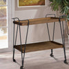 Ash Wood Mobile Serving Bar Cart, Brown And Black