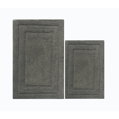 2 Piece Bath Rug Set In Cotton, Gray