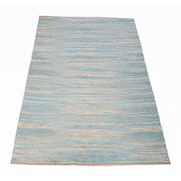 Rectangular Shape Carmel Rug In Jute-Cotton Chenille, Aqua Blue