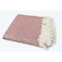 Chevron Patterned Cotton Throw, Rust And Ivory