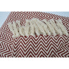 Chevron Patterned Cotton Throw, Rust And Ivory