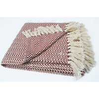 Chevron Patterned Cotton Throw, Rust And Ivory