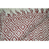Diamond Pattern Cotton Throw With Fringed Ends, RustIvory