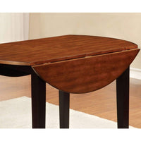 Transitional Style Round Dining Table With Drop Leaf Top, Brown