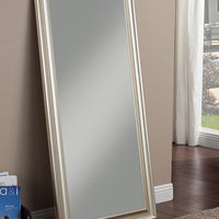 Full Length Leaner Mirror With a Rectangular Polystyrene Frame, Champagne Silver