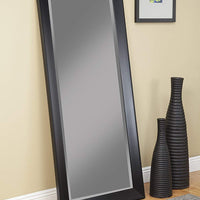 Contemporary Full Length Leaner Mirror With Rectangular Polystyrene Frame, Black