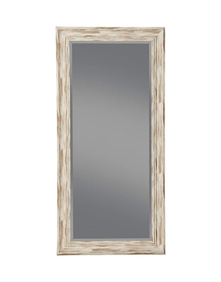 Farmhouse Style Full Length Leaner Mirror With Polystyrene Frame, Antique White