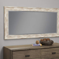 Farmhouse Style Full Length Leaner Mirror With Polystyrene Frame, Antique White