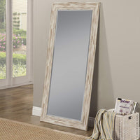 Farmhouse Style Full Length Leaner Mirror With Polystyrene Frame, Antique White