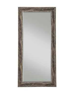 Farmhouse Style Full Length Leaner Mirror With Polystyrene Frame, Antique Black