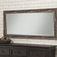 Farmhouse Style Full Length Leaner Mirror With Polystyrene Frame, Antique Black