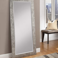 Full Length Leaner Mirror With Metal Hammered Frame, Gray