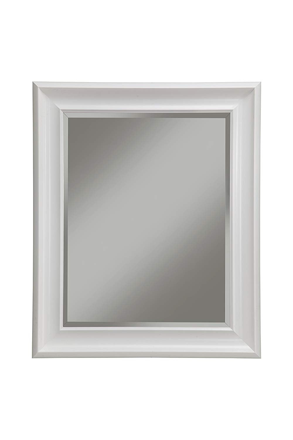 Polystyrene Framed Wall Mirror With Beveled Glass, White