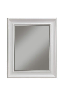 Polystyrene Framed Wall Mirror With Beveled Glass, White